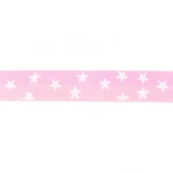 Gummi Band rosa mit vielen kleinen weißen Sternen Meterware Breite: 2,5cm