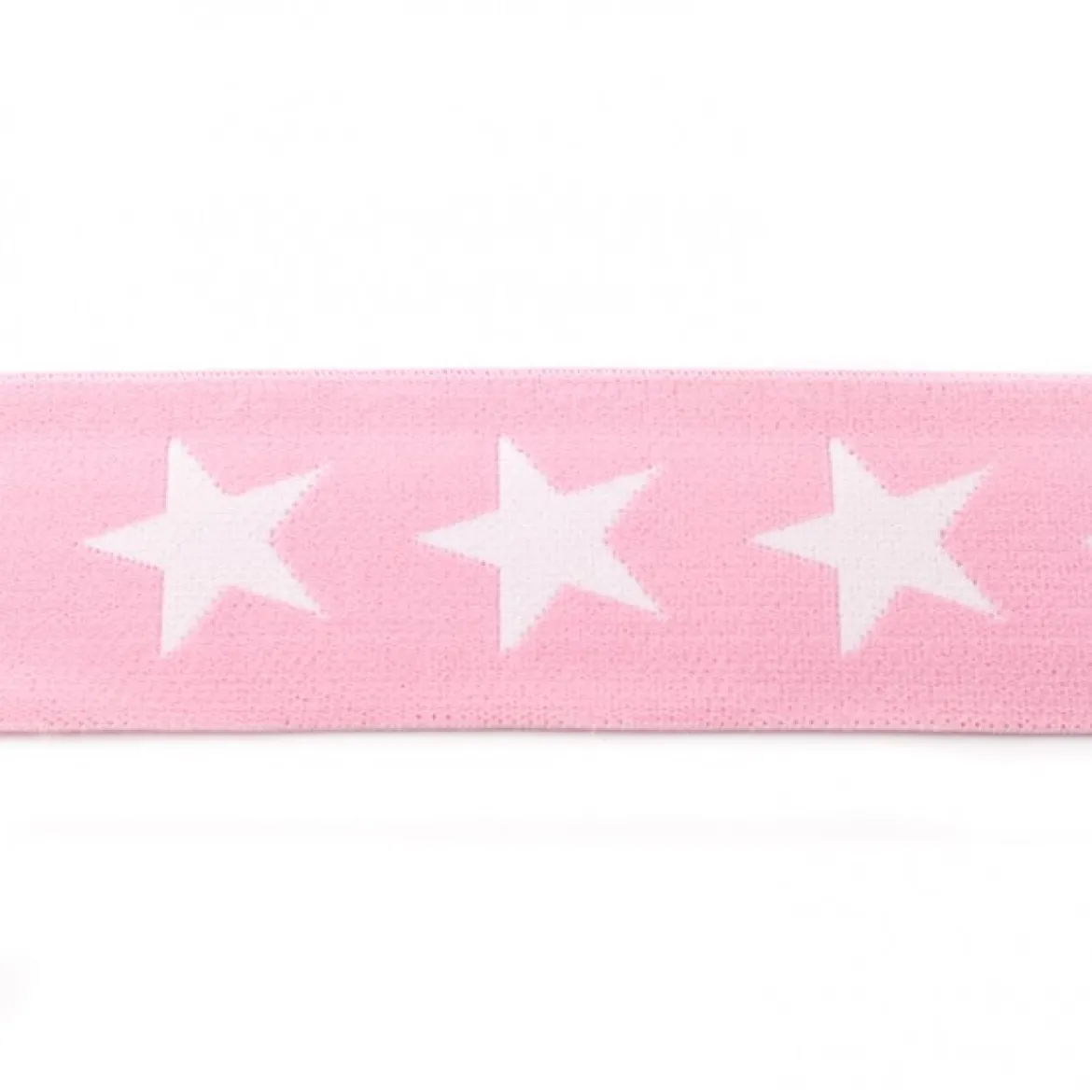 Gummi Band rosa mit weißen Sternen Meterware Breite: 4cm