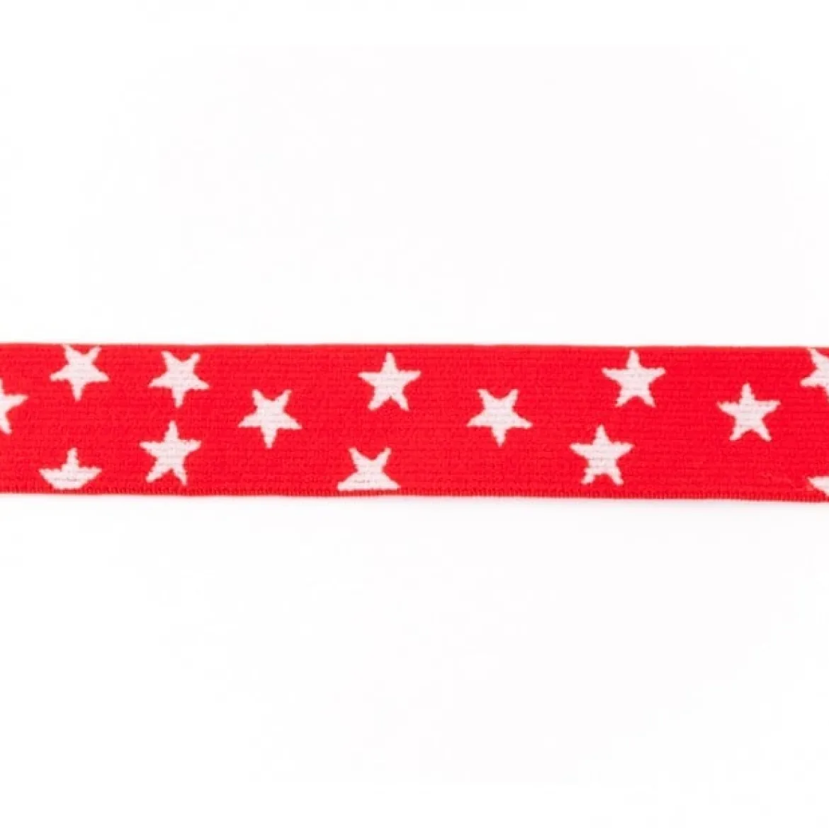 Gummi Band rot mit vielen kleinen weißen Sternen Meterware Breite: 2,5cm