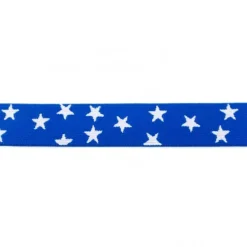 Gummi Band royal blau mit vielen kleinen weißen Sternen Meterware Breite: 2,5cm