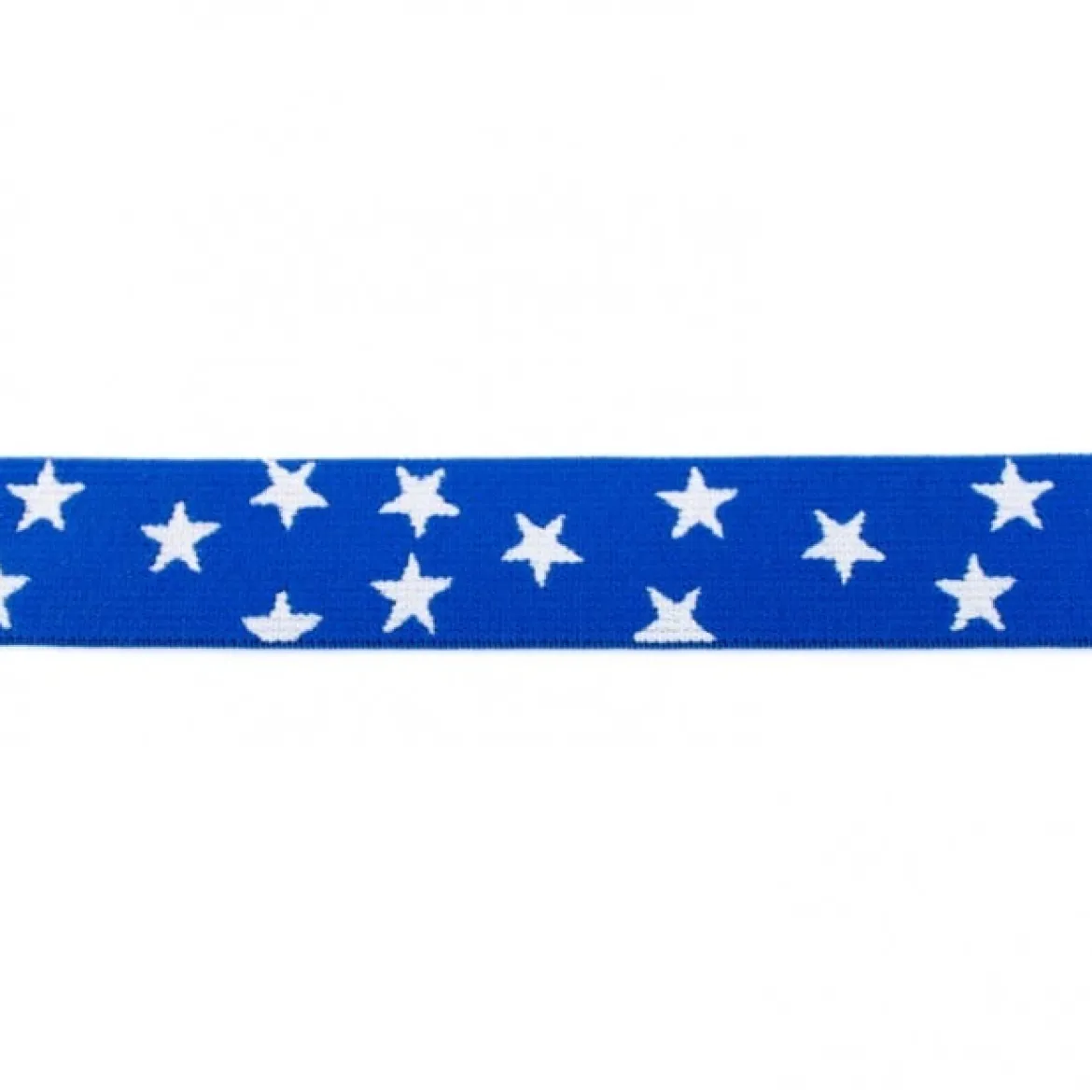 Gummi Band royal blau mit vielen kleinen weißen Sternen Meterware Breite: 2,5cm
