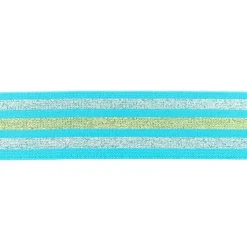 Gummi Band Streifen Glitzer türkis silberfarbig goldfarbig Breite: 4cm