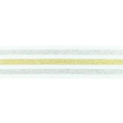 Gummi Band Streifen Glitzer weiß silberfarbig goldfarbig Breite: 4cm
