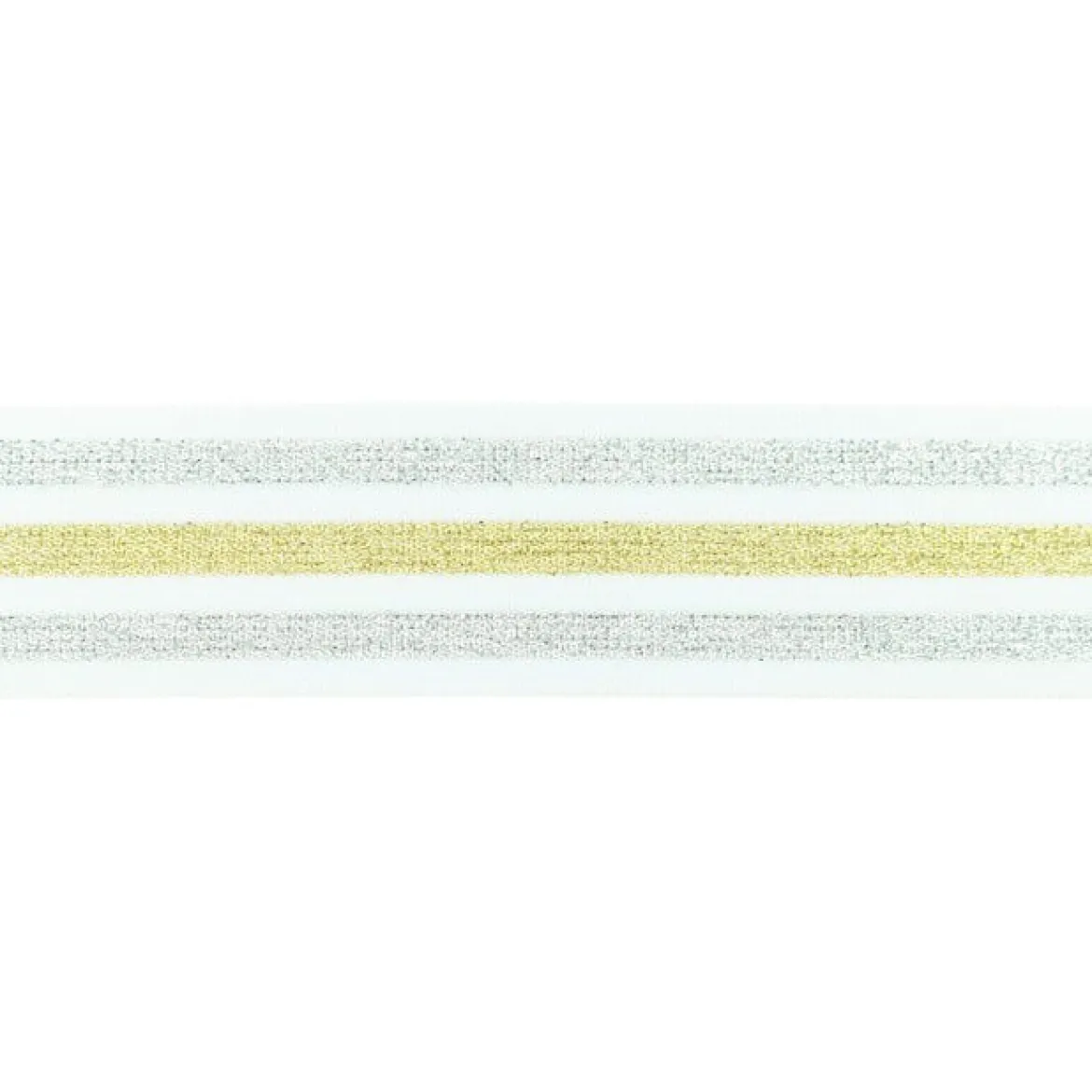 Gummi Band Streifen Glitzer weiß silberfarbig goldfarbig Breite: 4cm