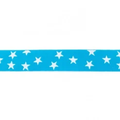 Gummi Band türkis mit vielen kleinen weißen Sternen Meterware Breite: 2,5cm