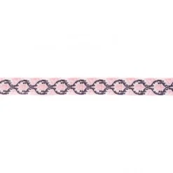 Gummi Schrägband gemustert Ornament weiß rosa schwarz Breite: 2cm