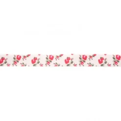 Gummi Schrägband Rosen creme rot Breite: 2cm
