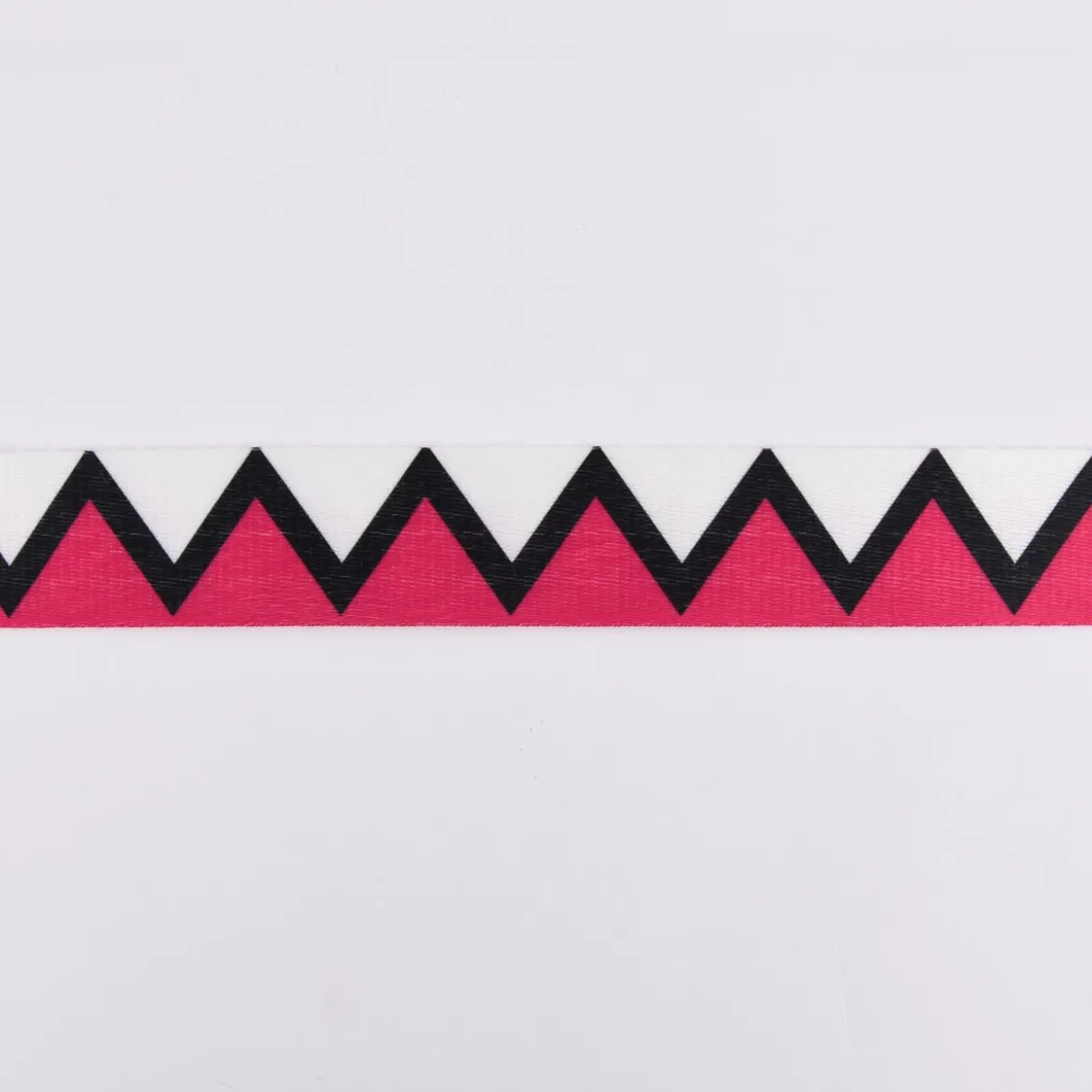 Gurtband Deko Zickzack pink schwarz weiß Polyester Breite: 4cm