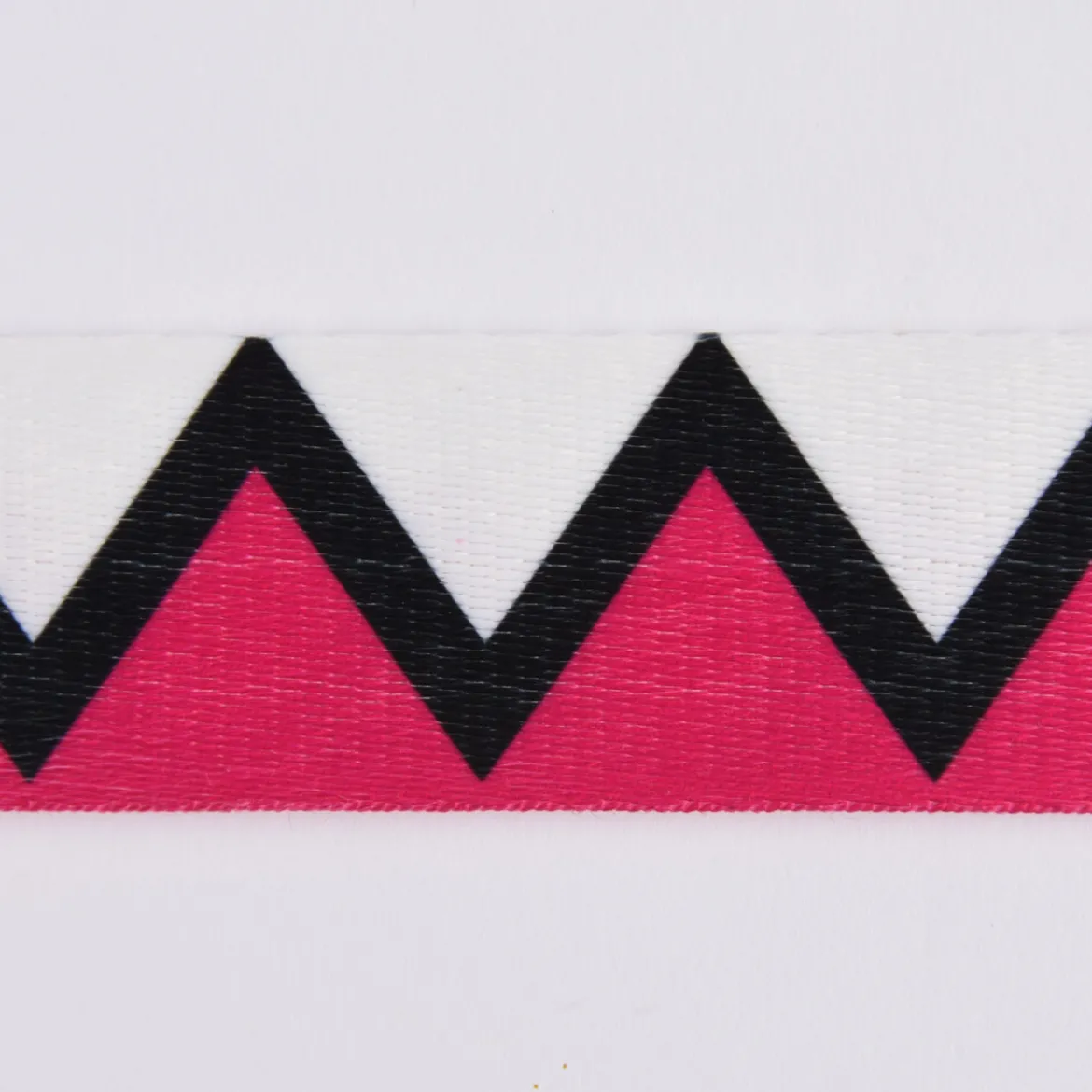 Gurtband Deko Zickzack pink schwarz weiß Polyester Breite: 4cm