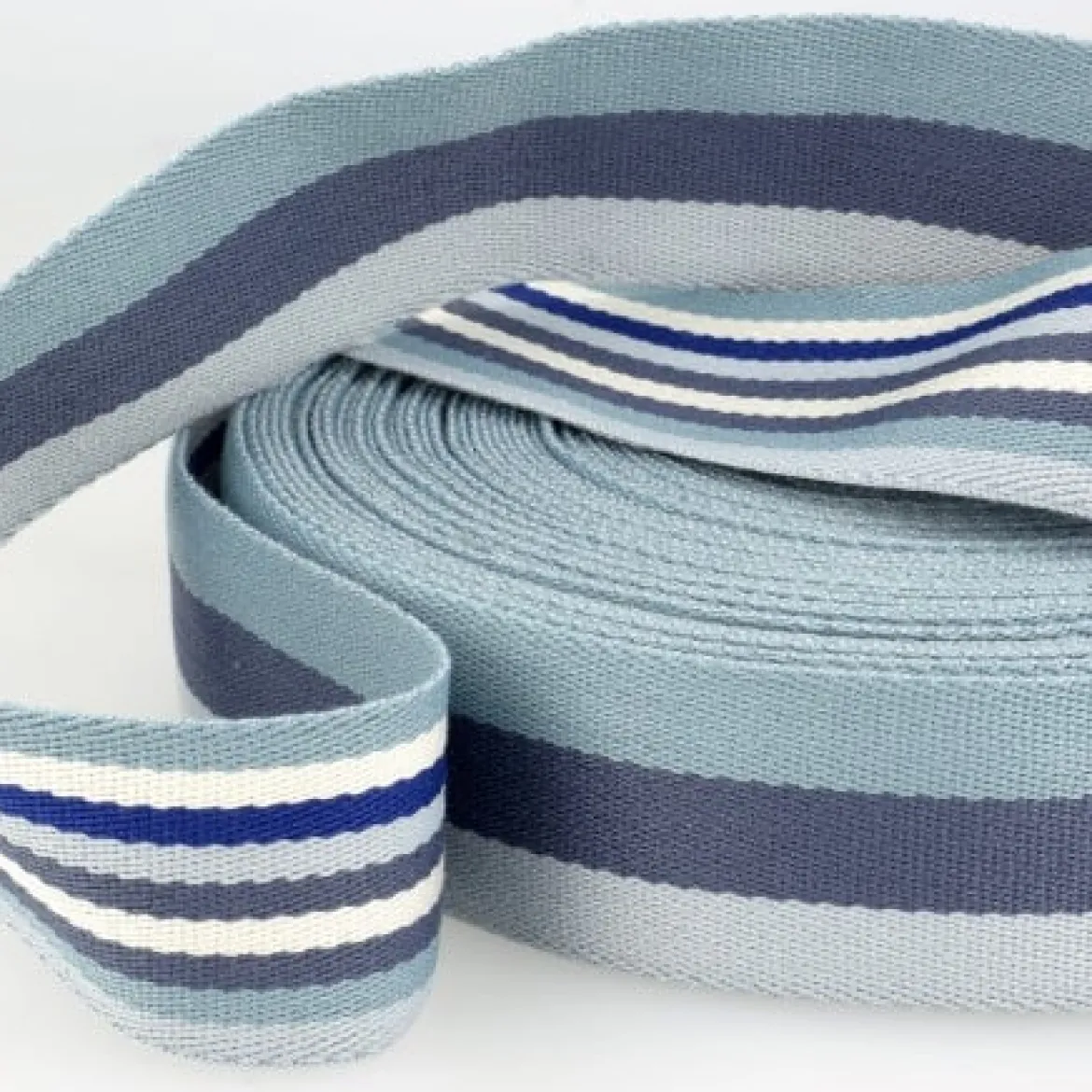 Gurtband doppelseitig robust für Taschen gestreift blau 40mm breit