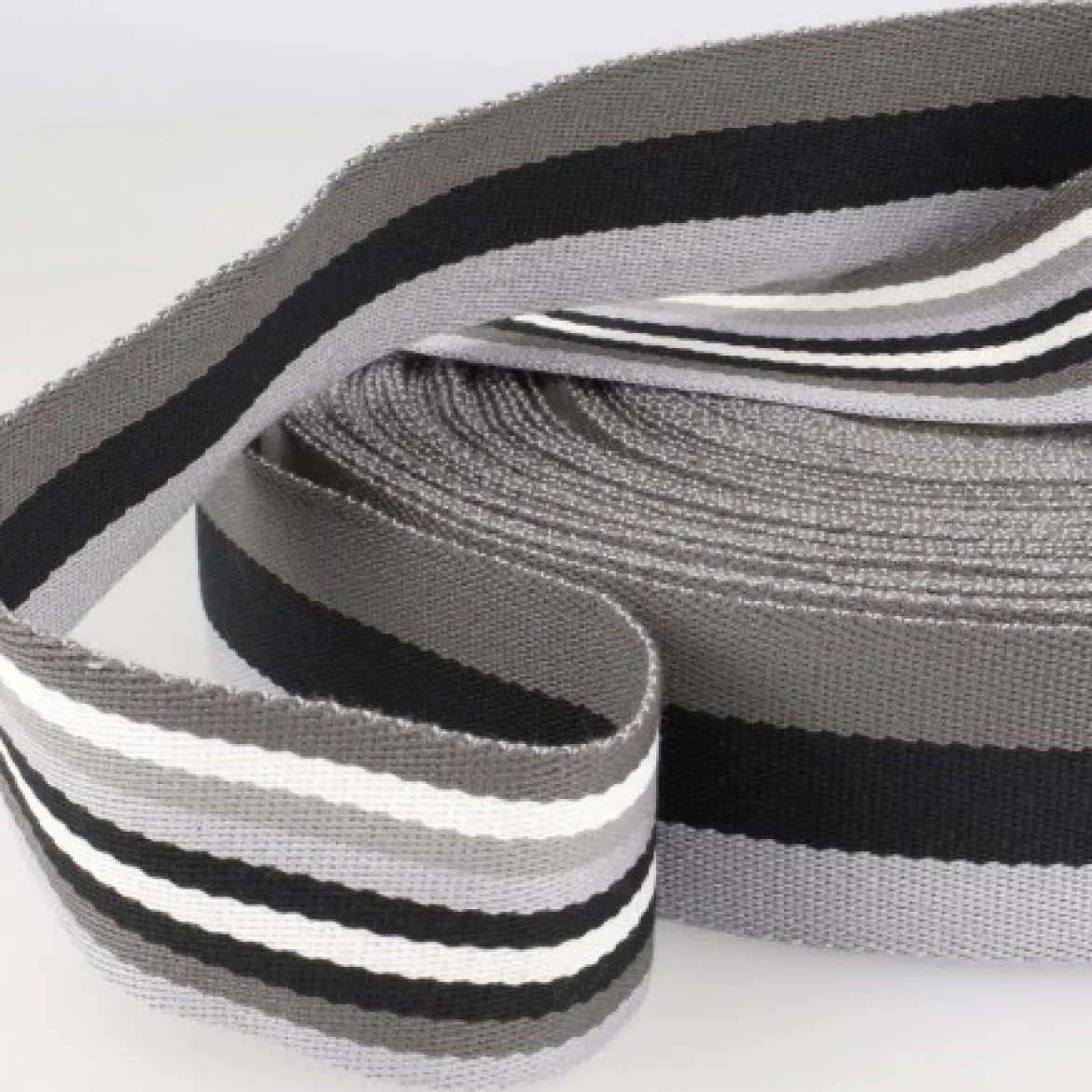 Gurtband doppelseitig robust für Taschen gestreift grau 40mm breit