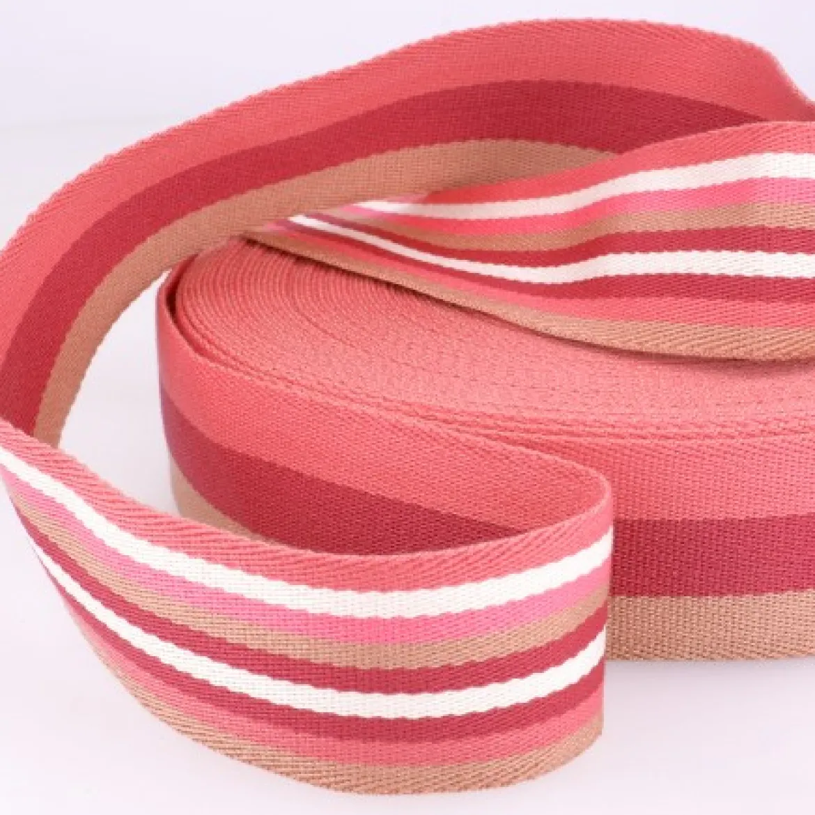 Gurtband doppelseitig robust für Taschen gestreift pink 40mm breit