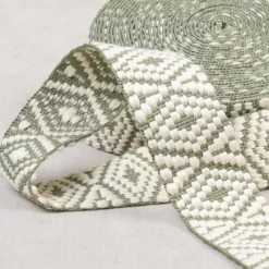Gurtband Ethno Rautenmuster grau weiß 3,8cm Breite
