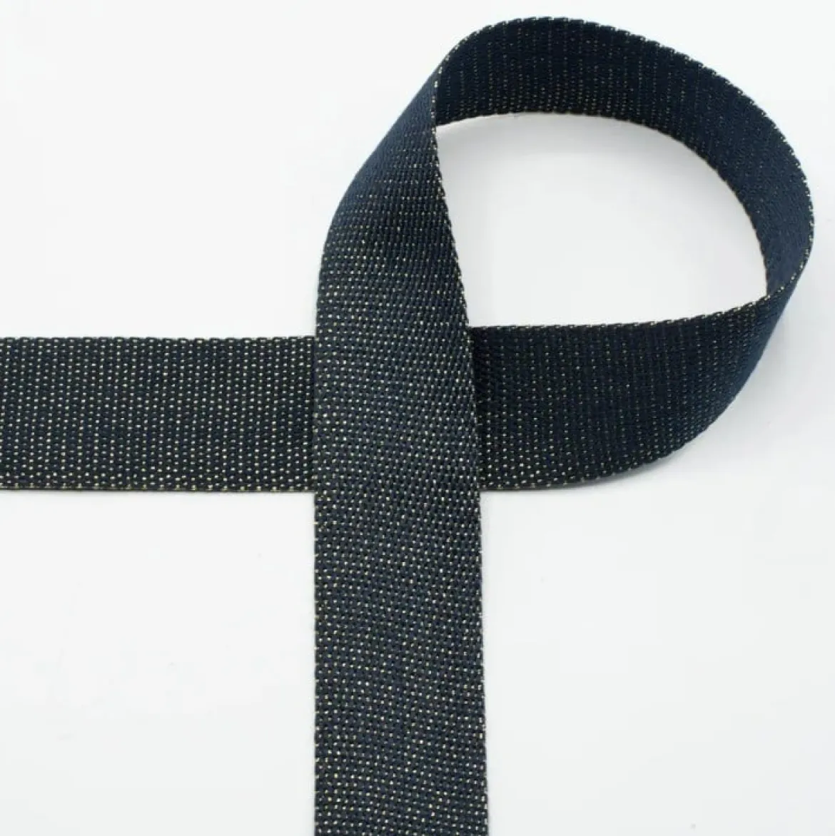 Gurtband Glamour dunkelblau goldfarbig Metallic-Effekte Meterware 40mm Breite