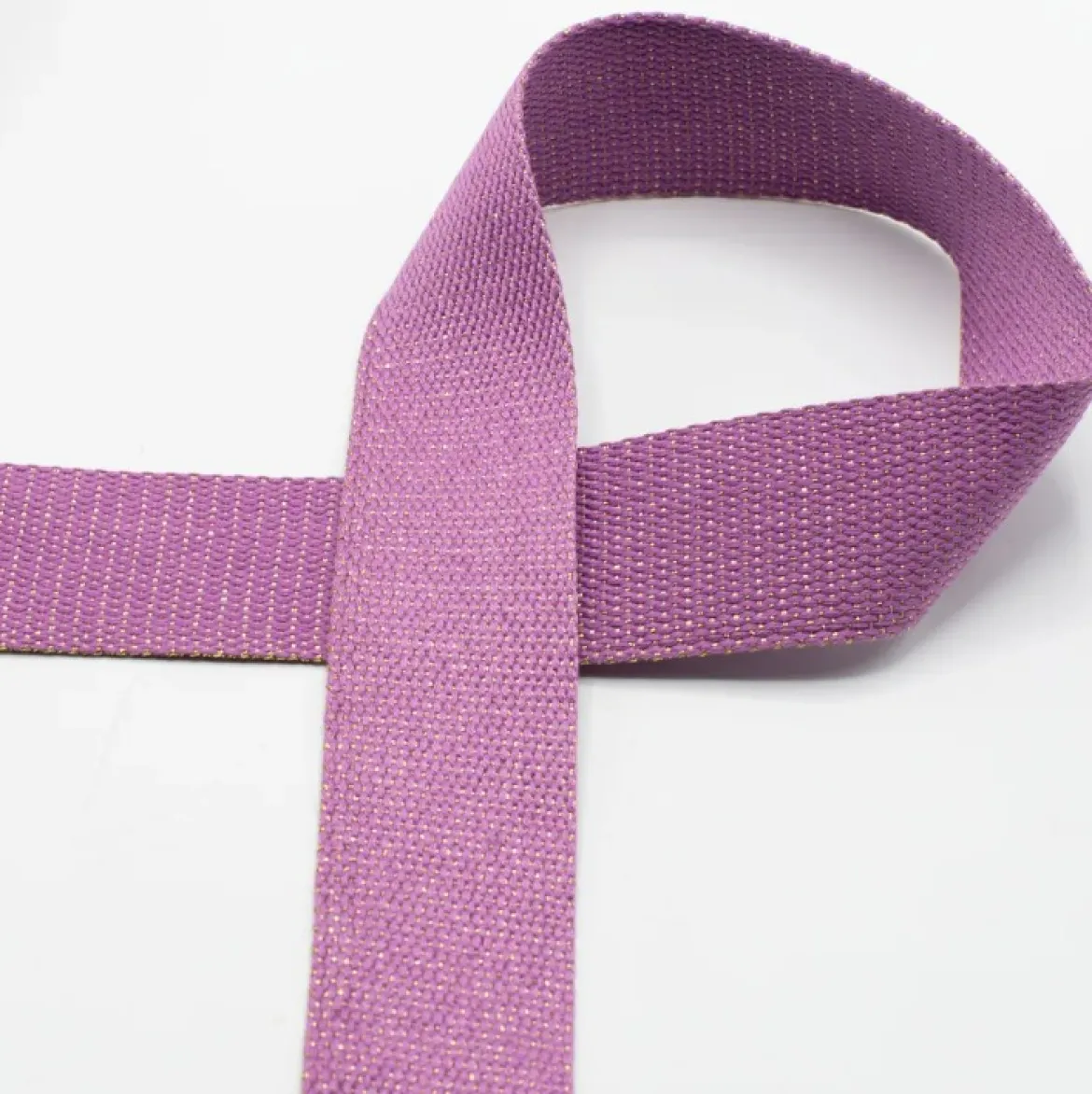 Gurtband Glamour rosa goldfarbig Metallic-Effekte Meterware 40mm Breite