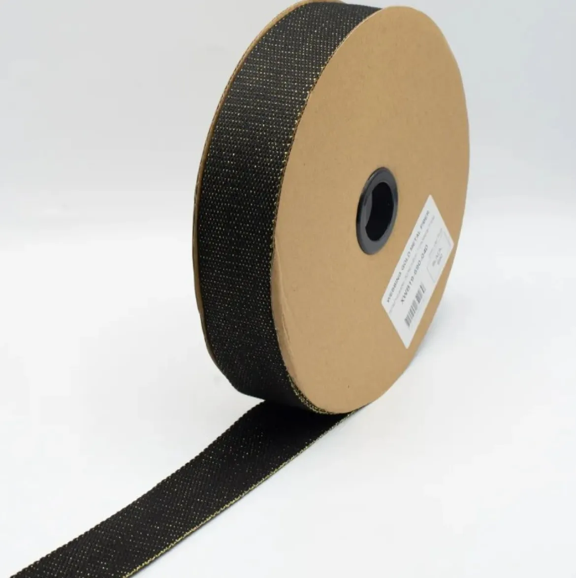 Gurtband Glamour schwarz goldfarbig Metallic-Effekte Meterware 40mm Breite