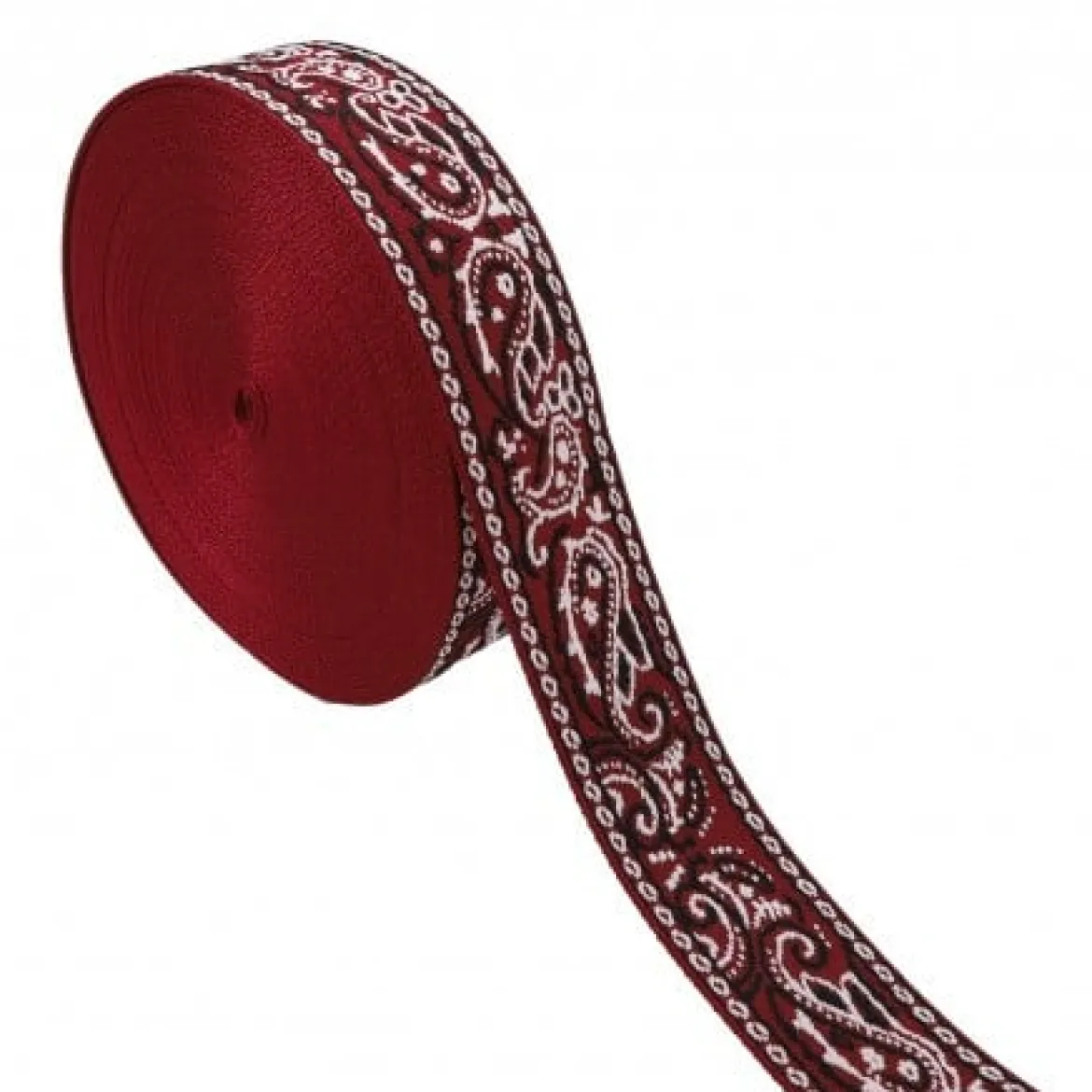 Gurtband Paisley Jacquard bordeauxrot ecru 4,8cm Breite