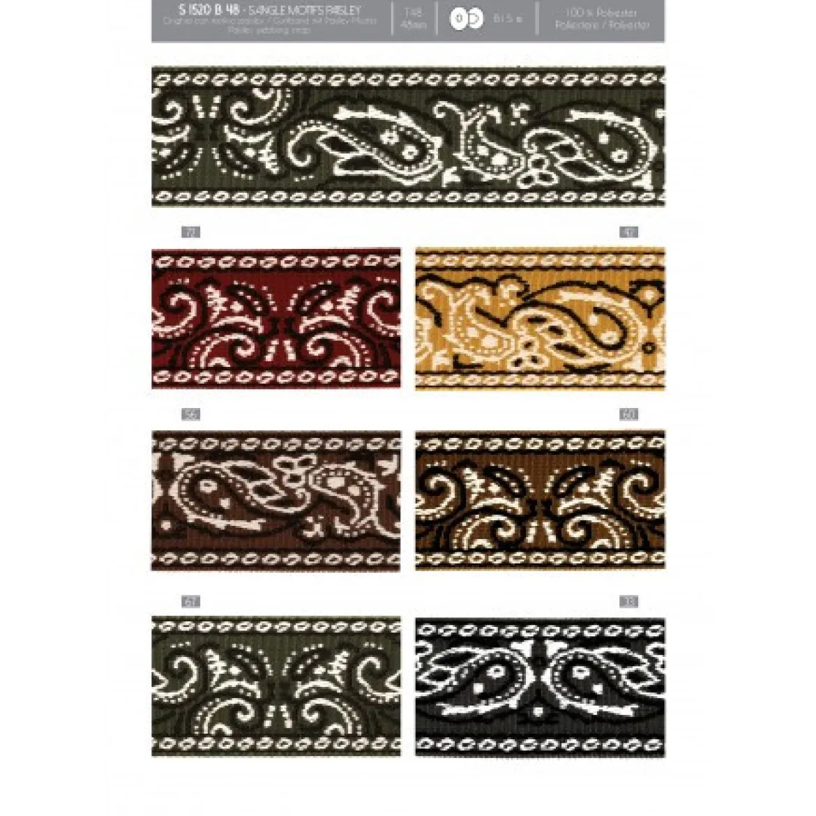 Gurtband Paisley Jacquard bordeauxrot ecru 4,8cm Breite