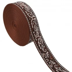 Gurtband Paisley Jacquard dunkelbraun ecru 4,8cm Breite