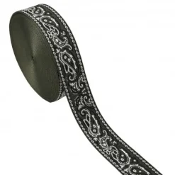 Gurtband Paisley Jacquard flaschengrün ecru 4,8cm Breite