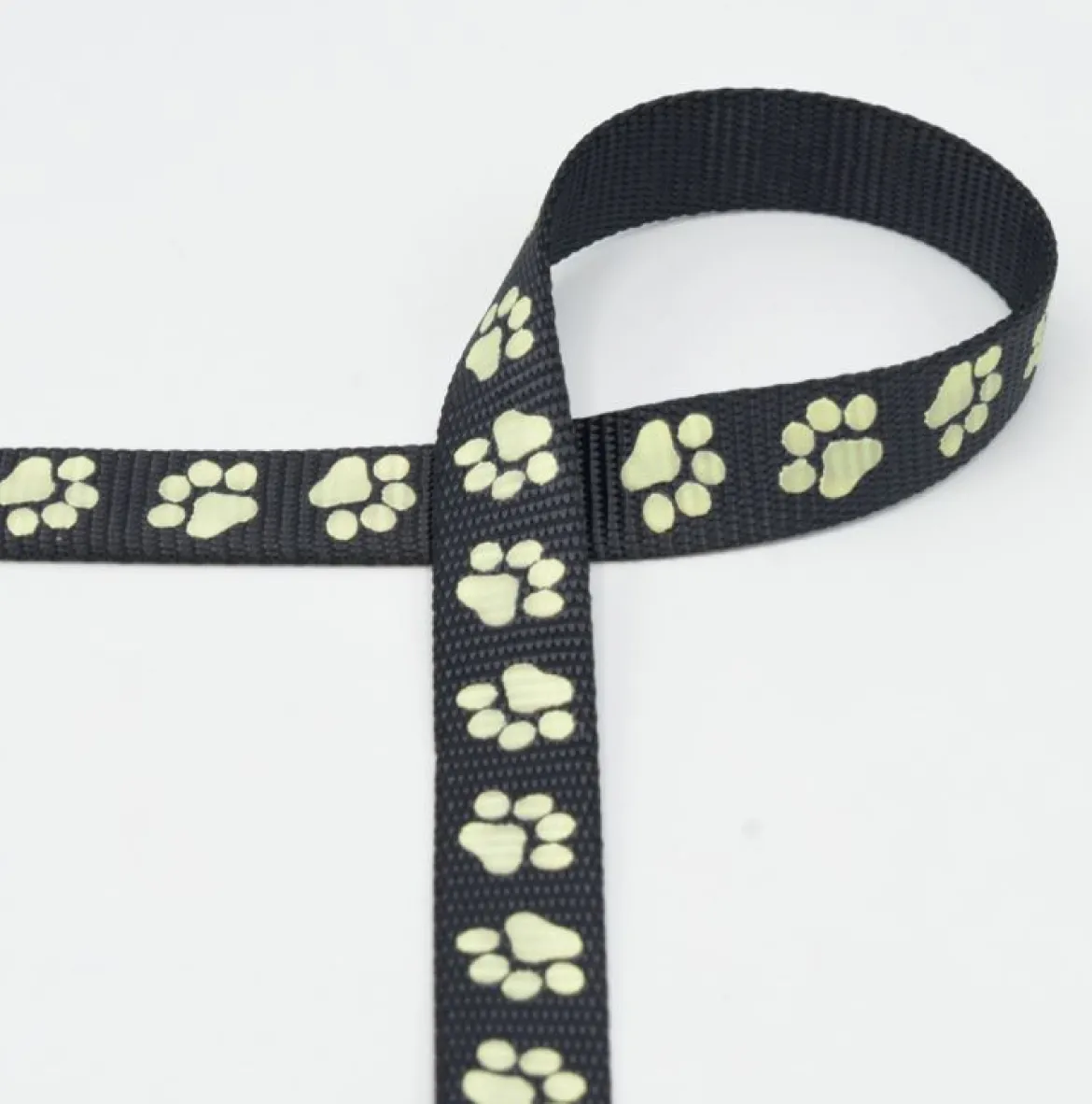 Gurtband Pfoten nachtleuchtend schwarz gelb Breite: 2cm