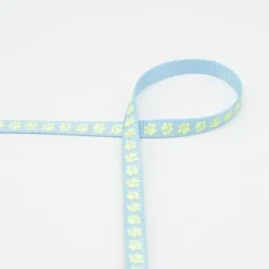 Gurtband Pfoten nachtleuchtend hellblau gelb 10mm Breite