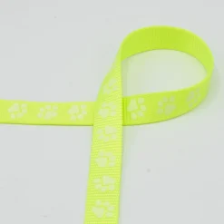 Gurtband Pfoten reflektierend neon gelb 20mm Breite