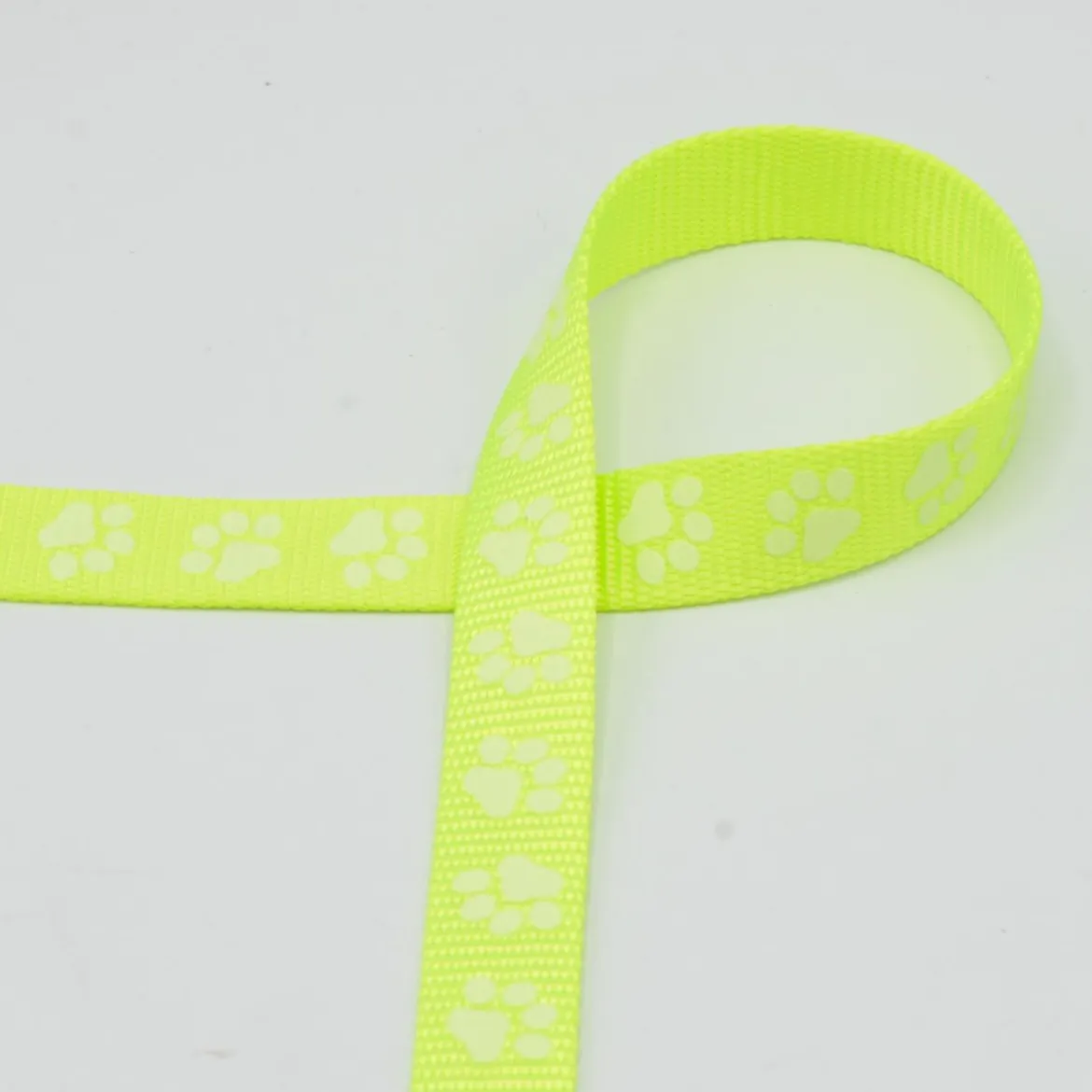 Gurtband Pfoten reflektierend neon gelb 20mm Breite