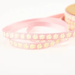 Gurtband Pfoten reflektierend rosa gelb 10mm Breite