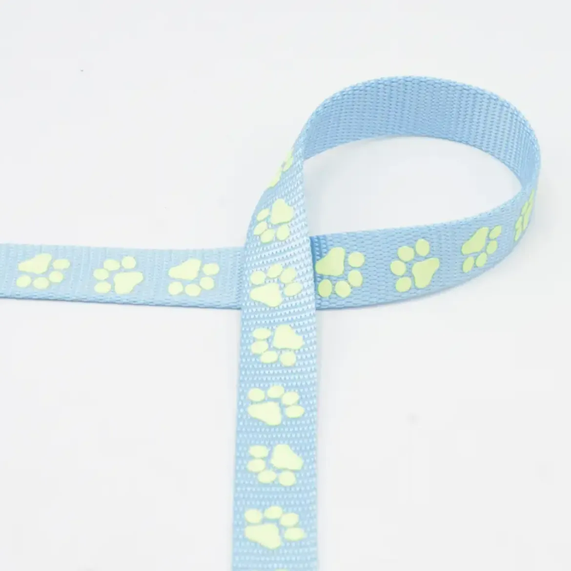 Gurtband Pfoten reflektierend hellblau gelb 20mm Breite