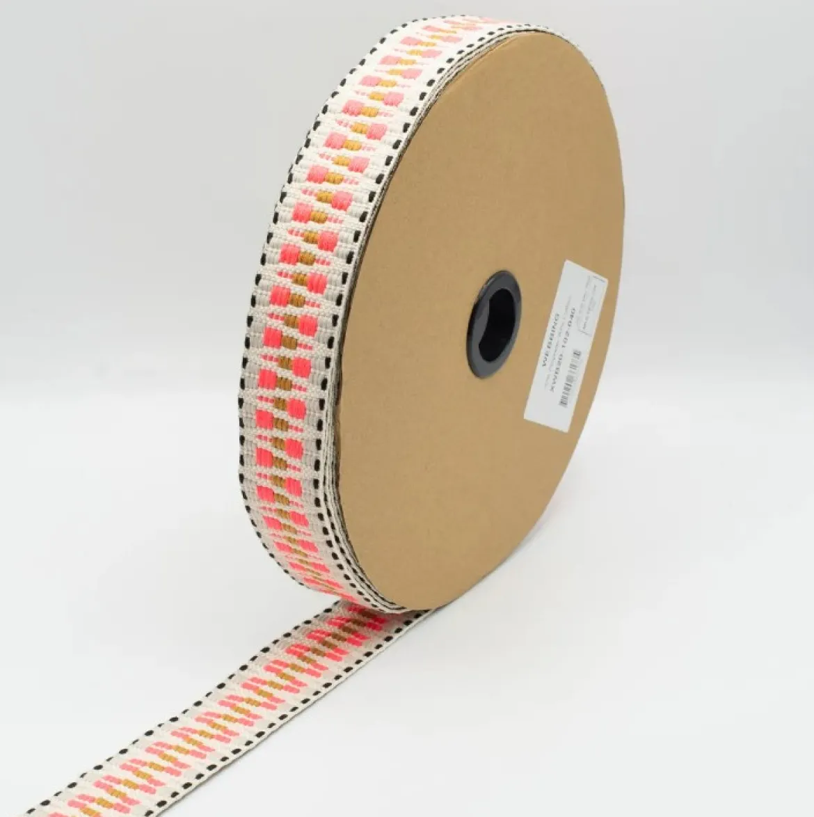Gurtband Zacken Struktur ecru rosa ocker Meterware 40mm Breite