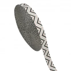 Gurtband Zickzack für Taschen schwarz weiß 2,5cm Breite