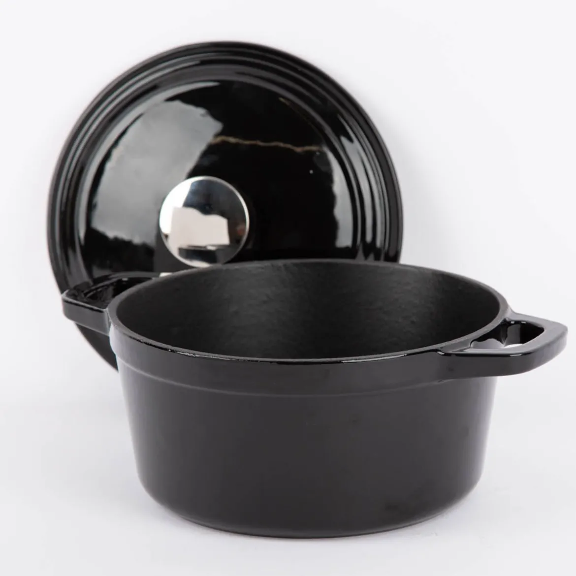 Gusseisen Topf emailliert mit Deckel schwarz 29x21x15,5cm 3,5 Liter