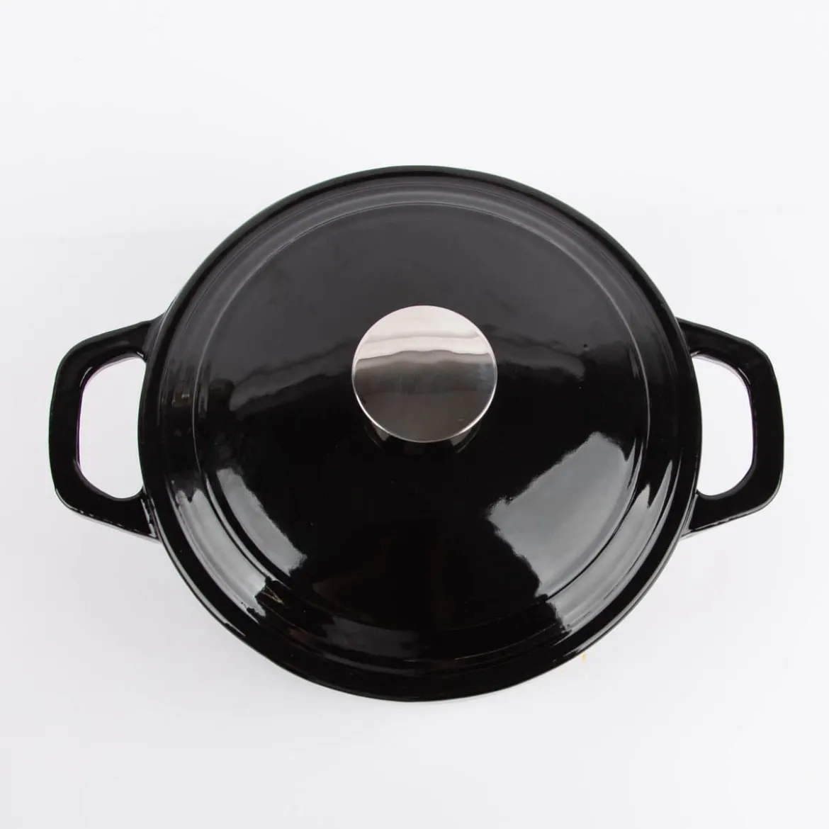 Gusseisen Topf emailliert mit Deckel schwarz 29x21x15,5cm 3,5 Liter