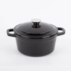 Gusseisen Topf emailliert mit Deckel schwarz 29x21x15,5cm 3,5 Liter