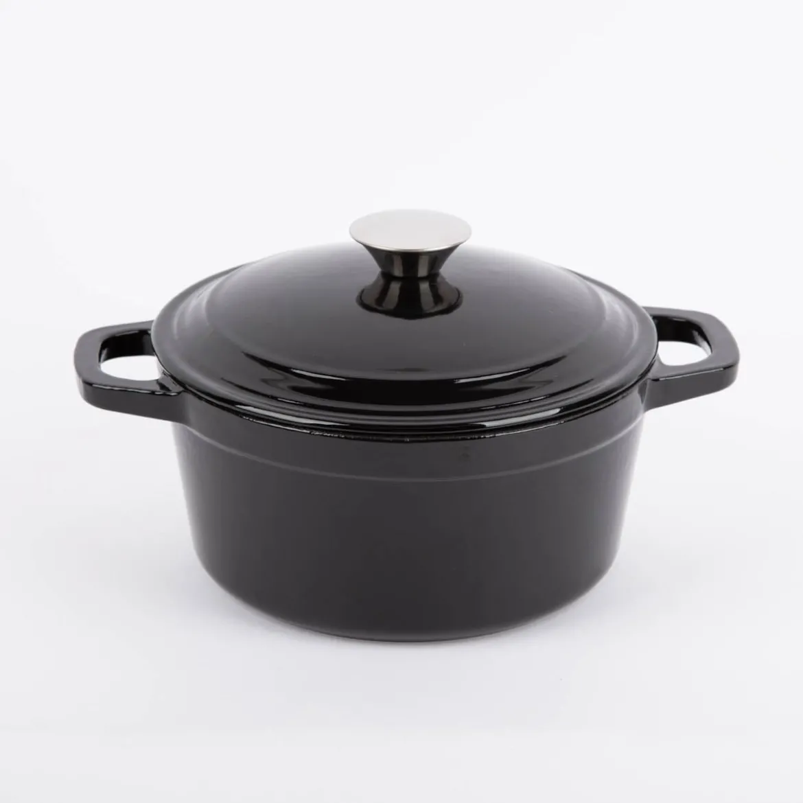 Gusseisen Topf emailliert mit Deckel schwarz 29x21x15,5cm 3,5 Liter