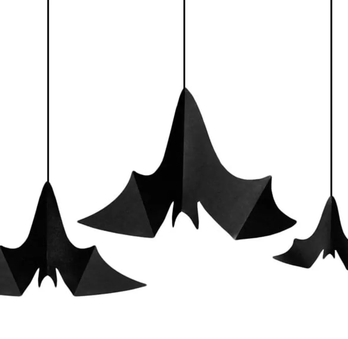Halloween Fledermaus Hänger aus Papier im 3er Set schwarz