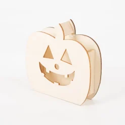 Halloween Kürbiskopf Holz 13x13x13,5cm