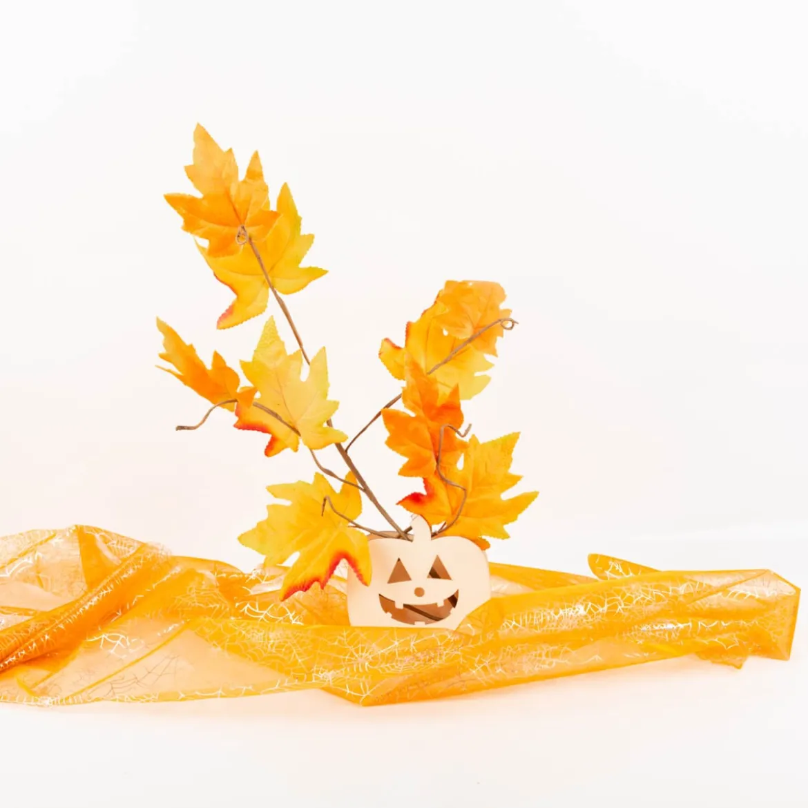 Halloween Kürbiskopf Holz 13x13x13,5cm