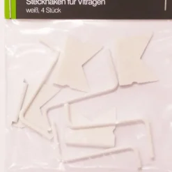 Halter Steckhaken für Vitragen Scheibendeko weiß 4er Pack