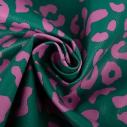 Happy Leo Kunstleder Leo Grün Pink von Cherry Picking by Swafing