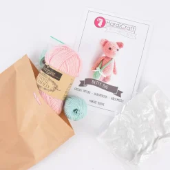 HardiCraft Häkelset für Kuscheltier Schwein Betty rosa mintgrün mehrteilig
