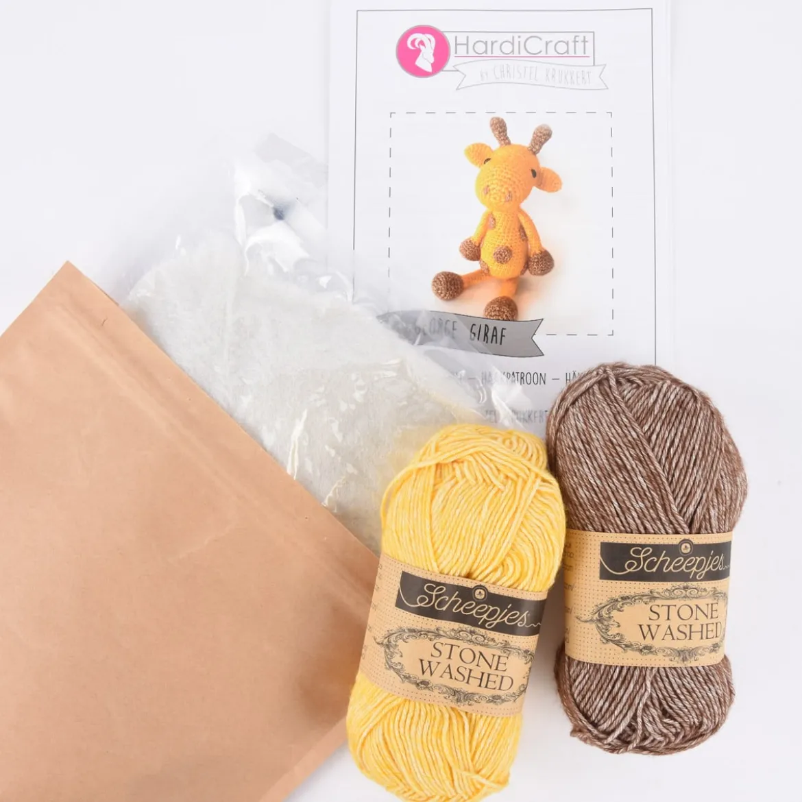 HardiCraft Häkelset für Kuscheltier Giraffe George gelb braun mehrteilig