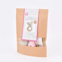 HardiCraft Häkelset für Maus-Rassel weiß rosa mehrteilig