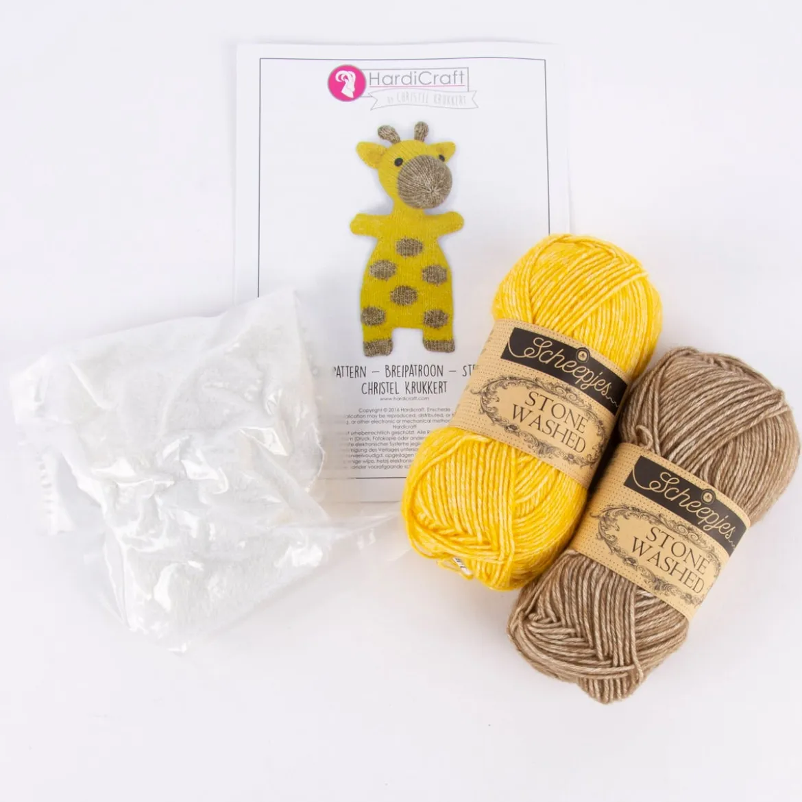 HardiCraft Strickset für Kuscheltier Giraffe Ziggy ocker gelb braun mehrteilig
