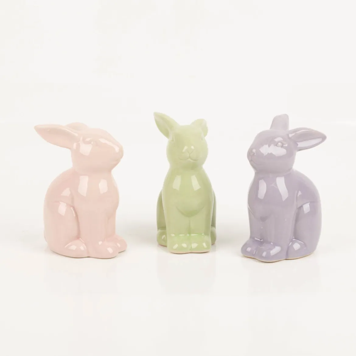 Hase Dekofigur aus Porzellan in rosa, lila oder grün 11cm von Boltze