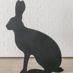 Hase Metall schwarz matt Dekoaufsteller 95cm hoch von Boltze