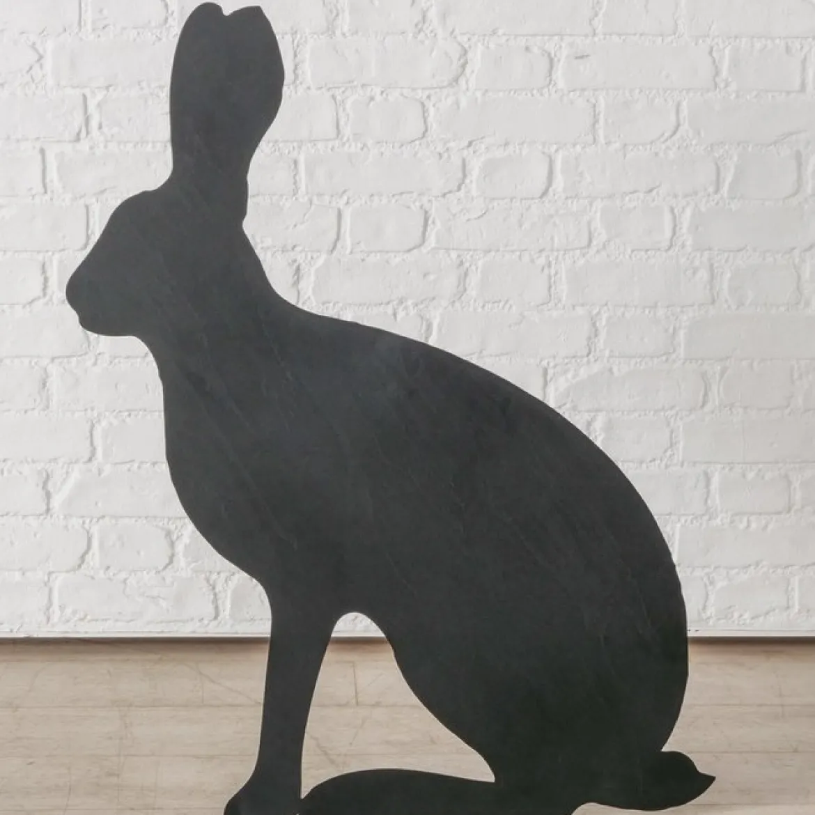Hase Metall schwarz matt Dekoaufsteller 95cm hoch von Boltze