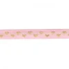 Herzchenborte Band mit Herzen Ripsband 9mm breit rosa goldfarbig 25m Rolle