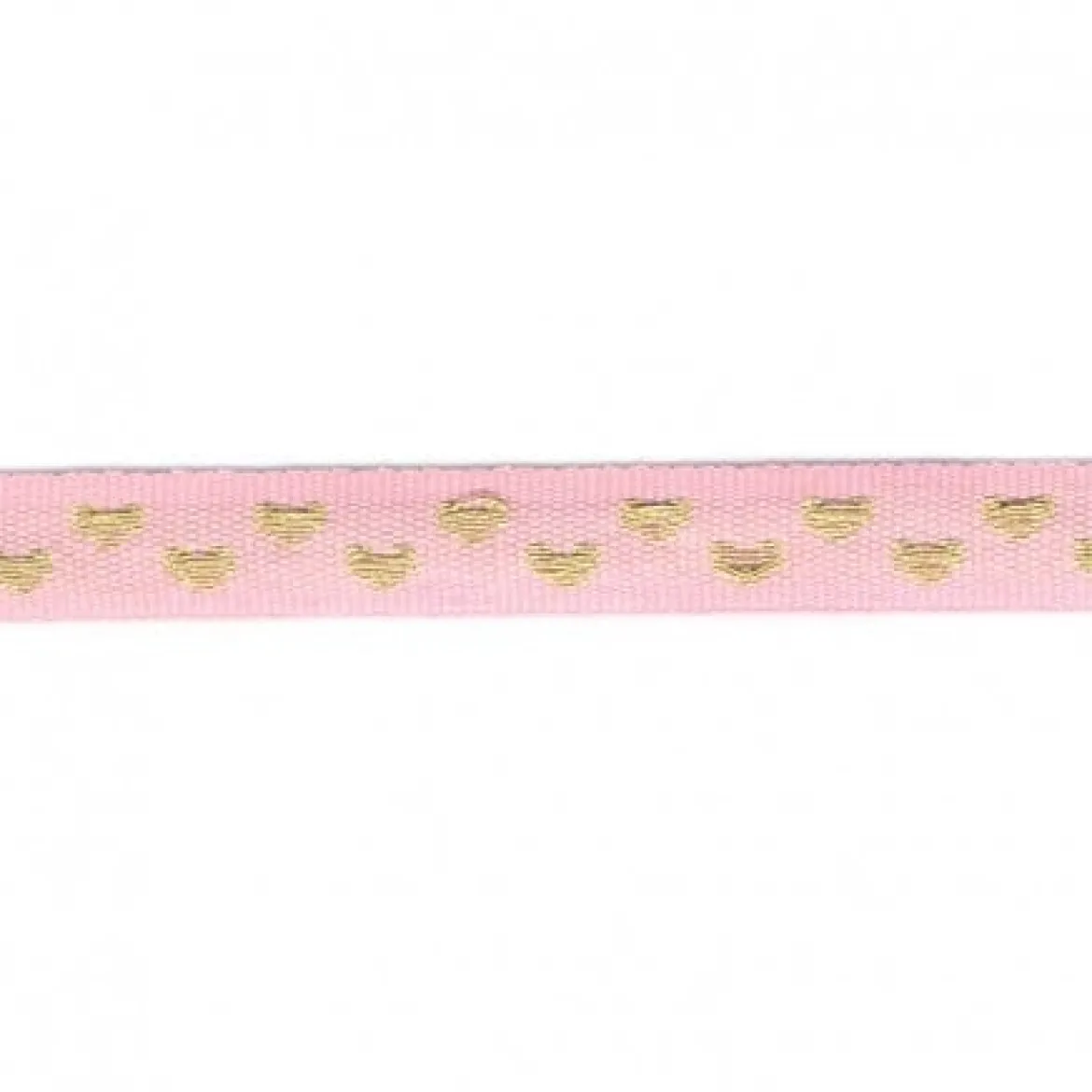 Herzchenborte Band mit Herzen Ripsband 9mm breit rosa goldfarbig 25m Rolle